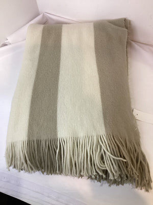 Magaschoni Home Beige/Cream Chenille Striped Throw