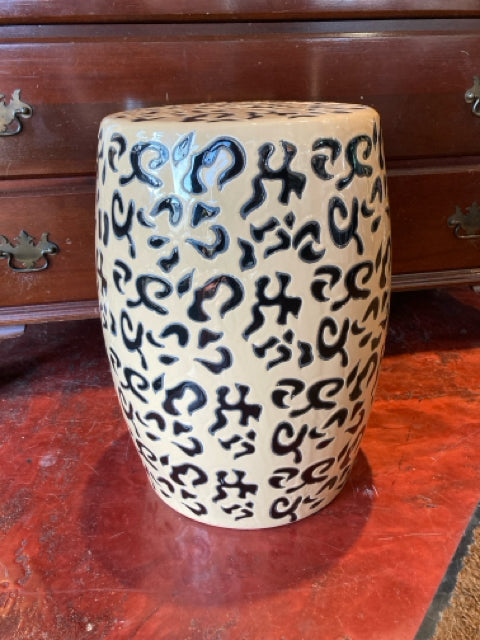 Tan/Black Ceramic Leopard FootStool/Ottoman