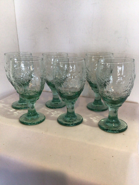 Set of 6 Green Glass Glasses