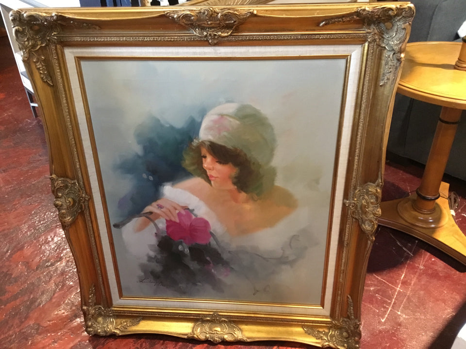 Portrait Pastel Woman Framed Art