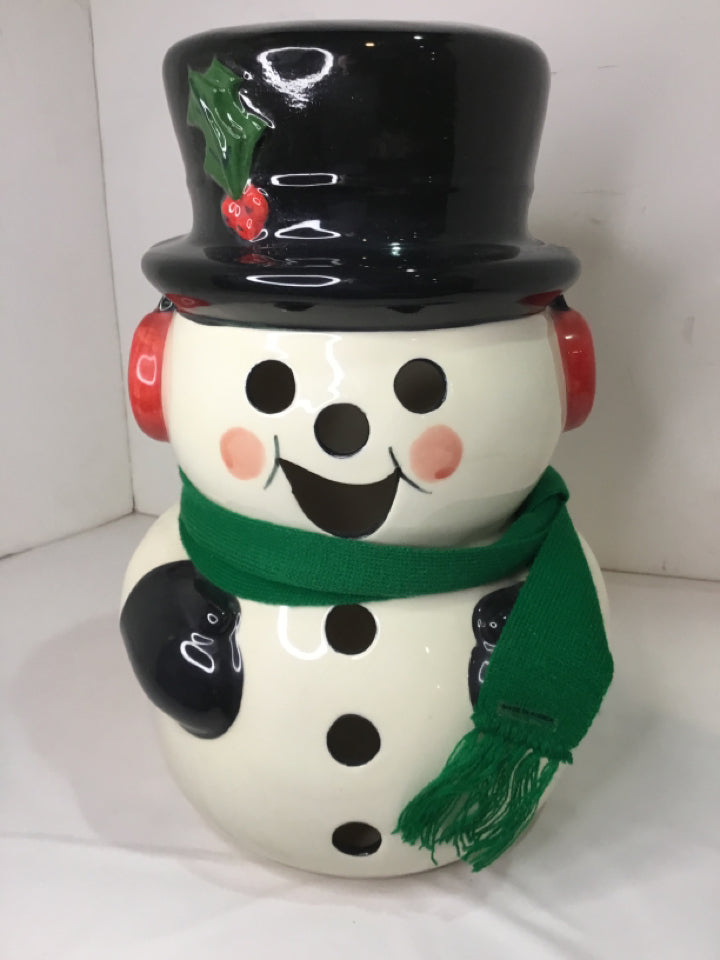 McCoy Snowman White/Black Ceramic Vintage Holiday Item