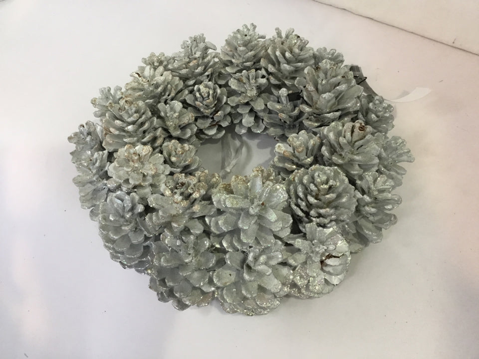Wreath Silver Pine Cone Holiday Item