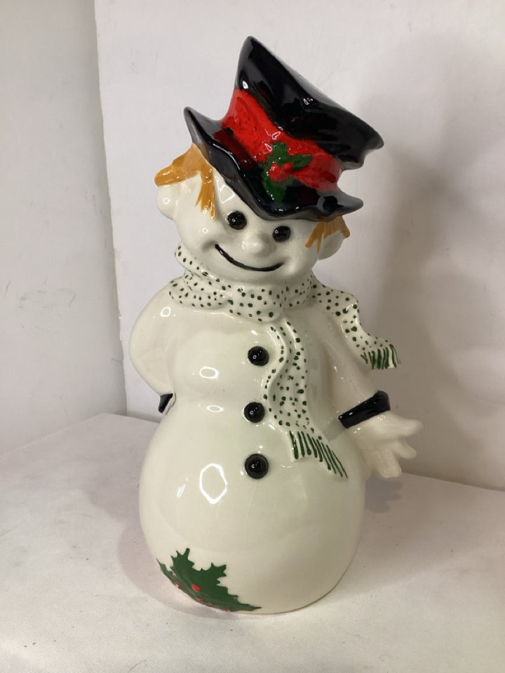 Christmas White/Black Ceramic Snowman Holiday Item