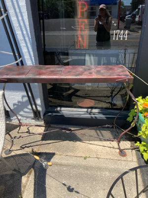 Vintage Cast Iron Tile Top Brown Table