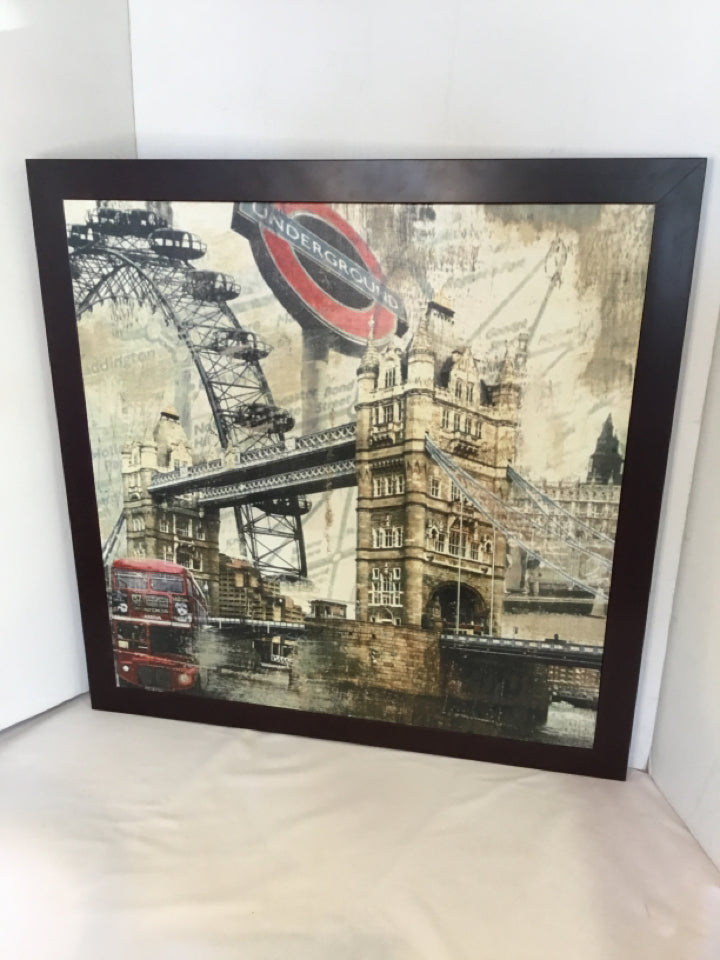 Tan/Red Bridge Framed Art