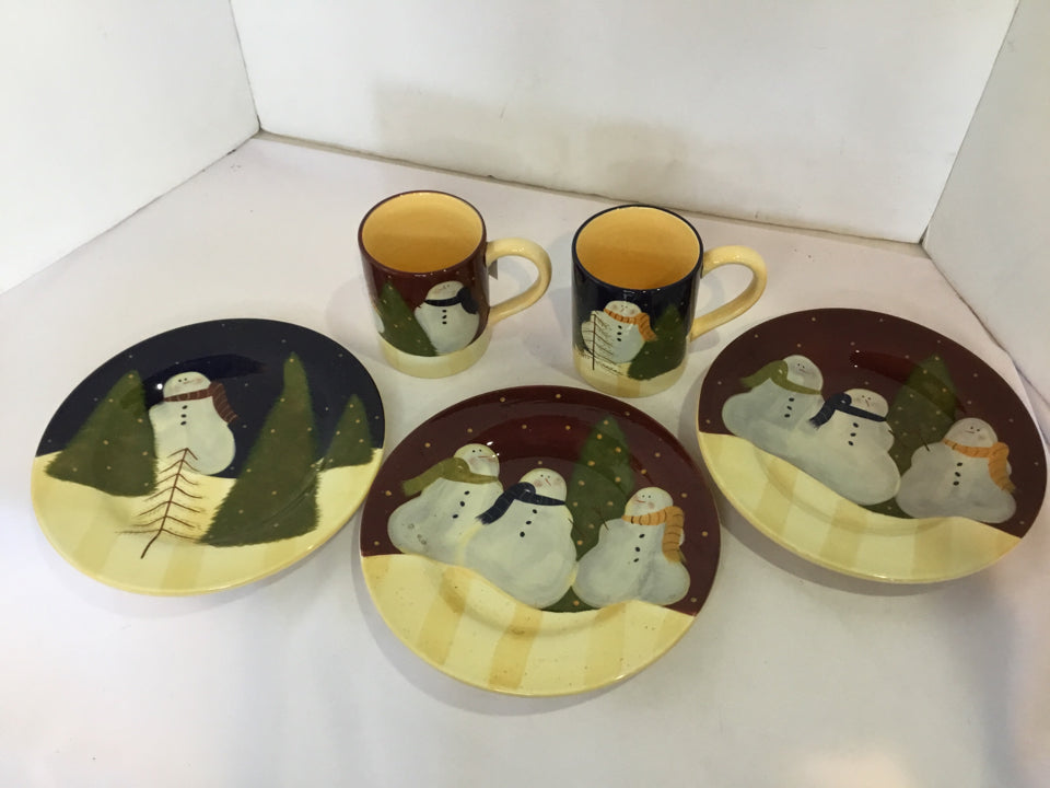 Christmas Multi-Color Ceramic Dishes Snowman Holiday Item