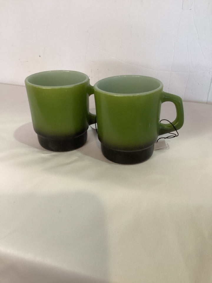 Anchor Hocking Fire King Green Set of 2 Mug