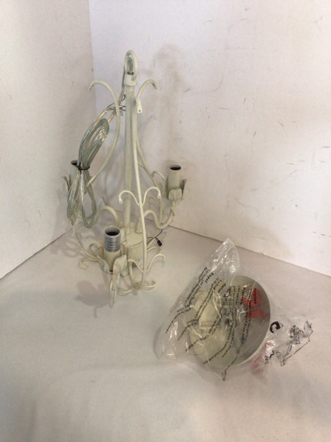 Vintage White Metal Chandelier