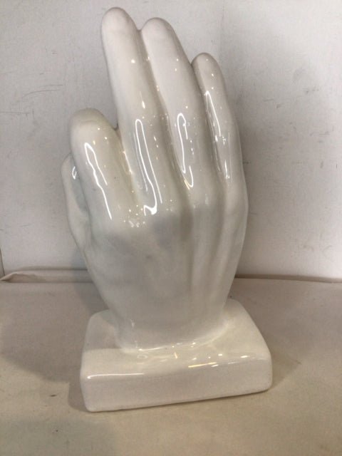 White Ceramic Hand Sculpture