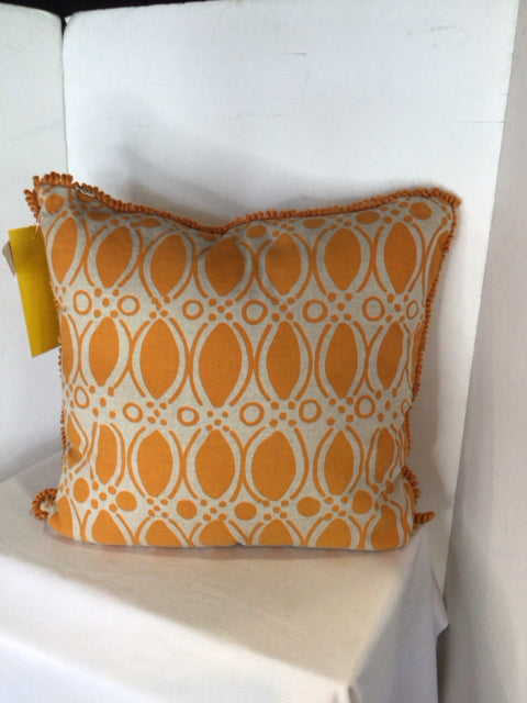 Orange/Beige Cotton Pillow