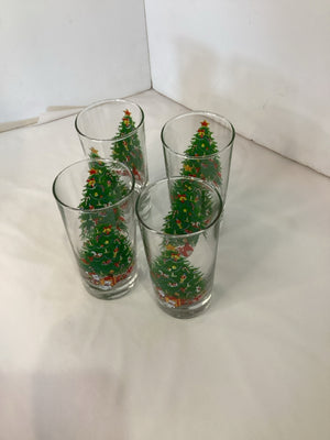 Christmas Clear/Green Glass Glasses Christmas Tree Holiday Item