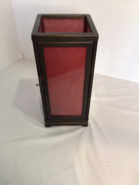 Tea Lights Brown/Red Metal/Glass Candleholder(s)