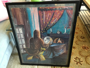 Blue/Red Woman Crystal Ball Framed Art