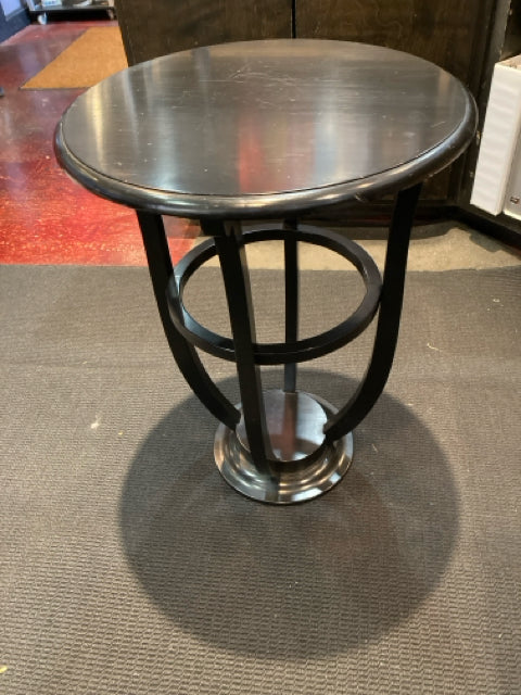 Side Wood Round Black Table