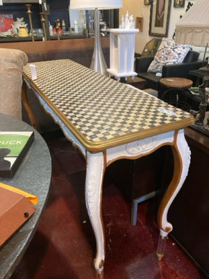 Custom Console Wood Checkerboard Decoupage Black/Cream Table