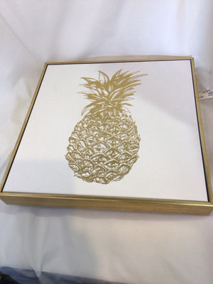 Gold/Cream Pineapple Framed Art