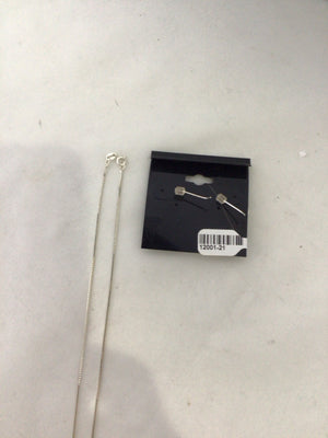Sterling Silver Silver/Black w/Earrings Necklace Set