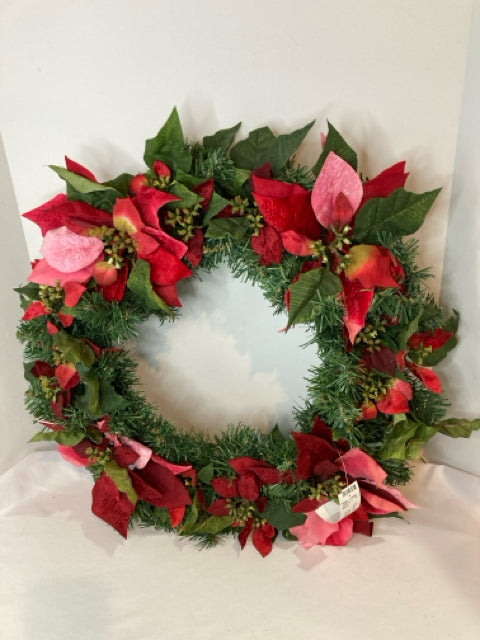 Wreath Green/Red Poinsettia Holiday Item