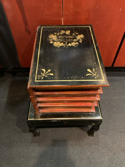 Vintage Side Wood Book Storage Black/Brown Table
