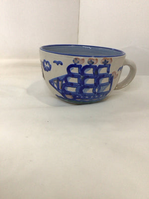 M.A. Hadley Gray/Blue Ceramic Cup
