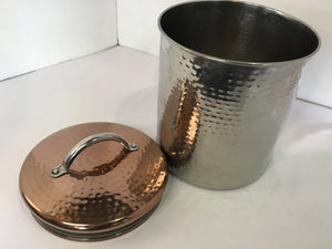 Copper Metal Hammered Canister
