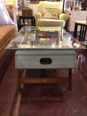Valu-City Coffee Glass/Wood Soccer Gray Table