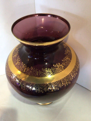 Murano Vintage Brown/Gold Glass Ship Vase