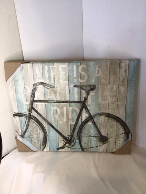 Aqua Bicycle Stretch Canvas Art