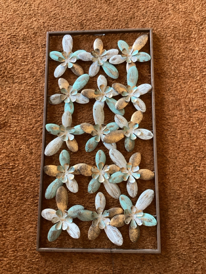 Metal Floral Aqua Wall Decoration Art