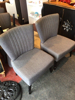 Gold Sparrow Pair Tweed Armless Gray Chair Set