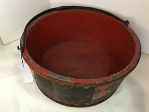 Vintage Red Wood Bucket