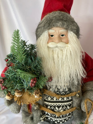 Red/Gray Polyester Santa Holiday Item