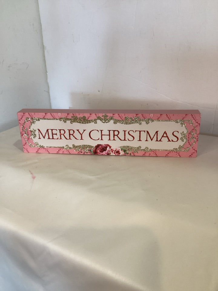 Sign Pink Wood Holiday Item