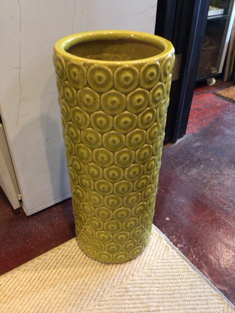 Lime Green Ceramic Cylinder Umbrella Stand