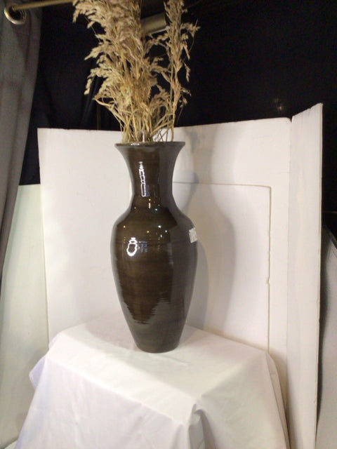 Brown Plastic W/ Flowers Vase
