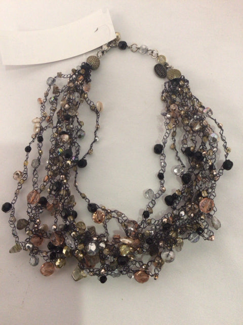 Joan Rivers Glass Black/Multi Beaded Necklace