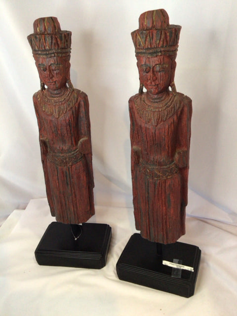 Oriental Red Wood Pair Statue