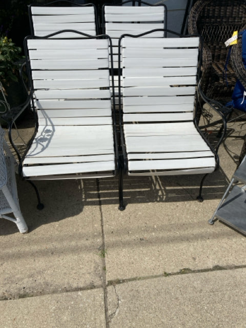 Black/White Metal Framed Outdoor/Outside Bench