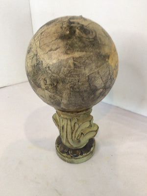 Antiqued Gold Resin Ball On Stand Statue