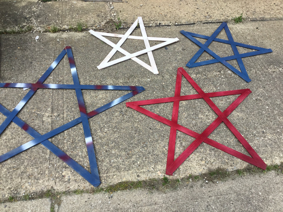 Set of 4 Wood Stars Red/White/Blue Wall Decoration Art