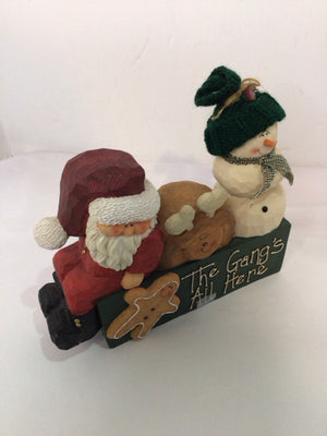 Red/Green Resin Snowman Santa Holiday Item