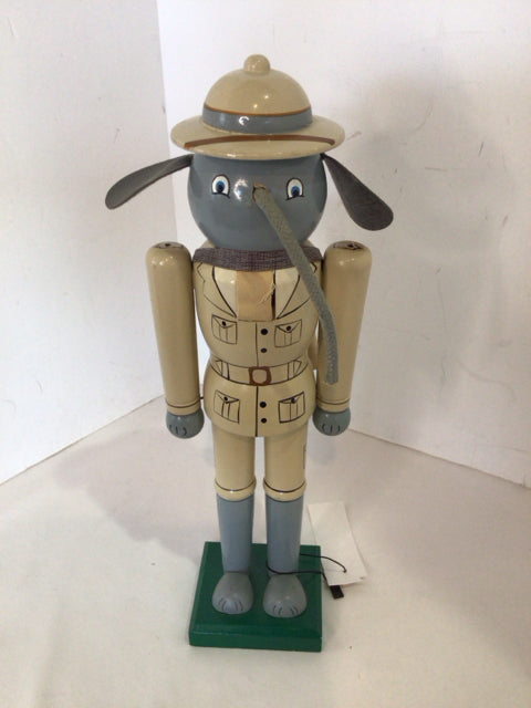 Gray Wood Elephant Nut Cracker