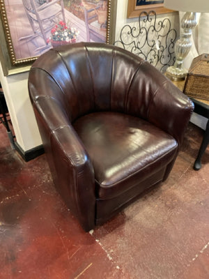 Barrel Swivel Brown Chair