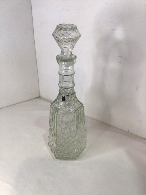 Clear Cut Glass Lidded Decanter