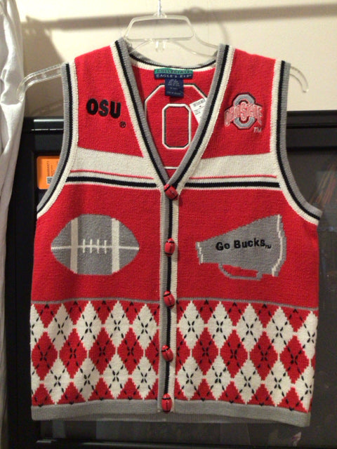 Ohio State Buckeyes Woman Red/White Small Knit Vestal Clothing
