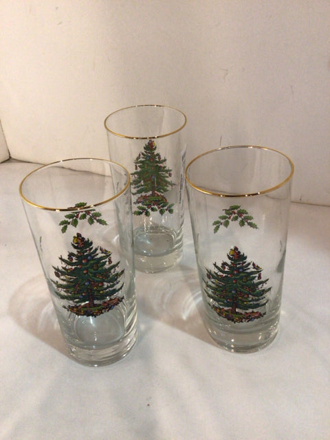 Spode Christmas Clear Glass Highball Glasses