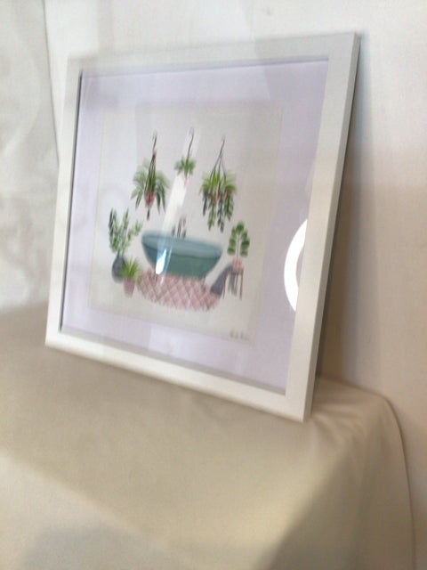 Bathroom White/lavender Framed Art