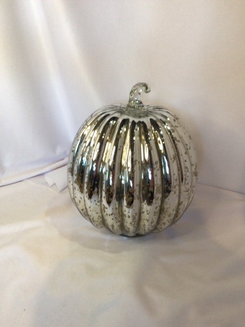 Fall Silver Mercury Glass Pumpkin Holiday Item