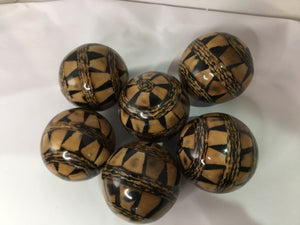 Set of 6 Brown/Tan Resin Peacock In Bag Ball