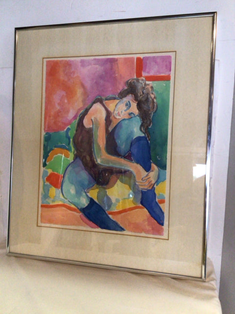 Multi-Color Water Color Person Framed Art